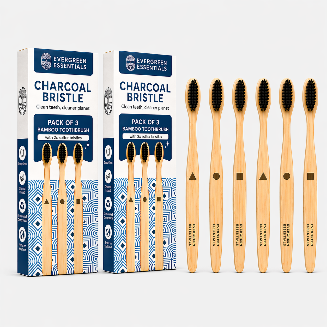 Bamboo Toothbrush Pack of 6